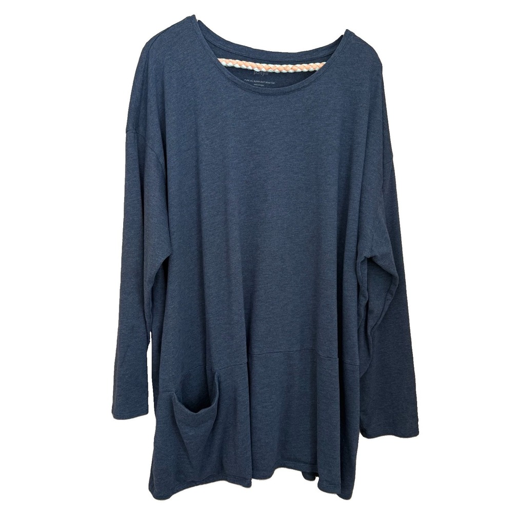 Purejill Long Sleeve Top Sz 3X Soft Pima Cotton Modal Pocket Lagenlook Layering